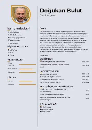 Gemi Kaptanı CV Örnekleri cv indir
